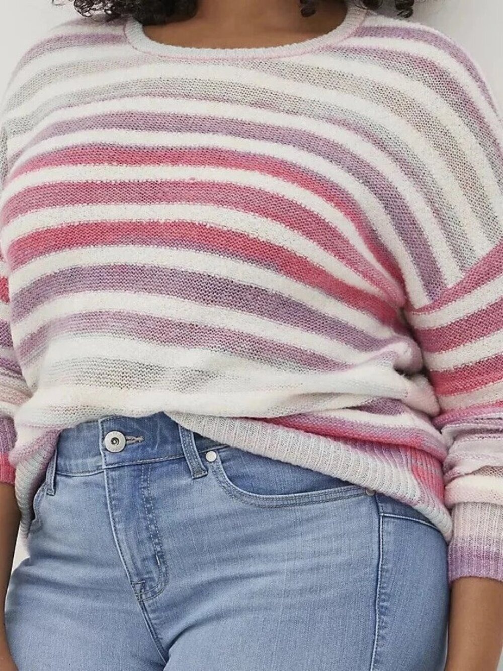 Torrid Lightweight Striped Crew Sweater 0